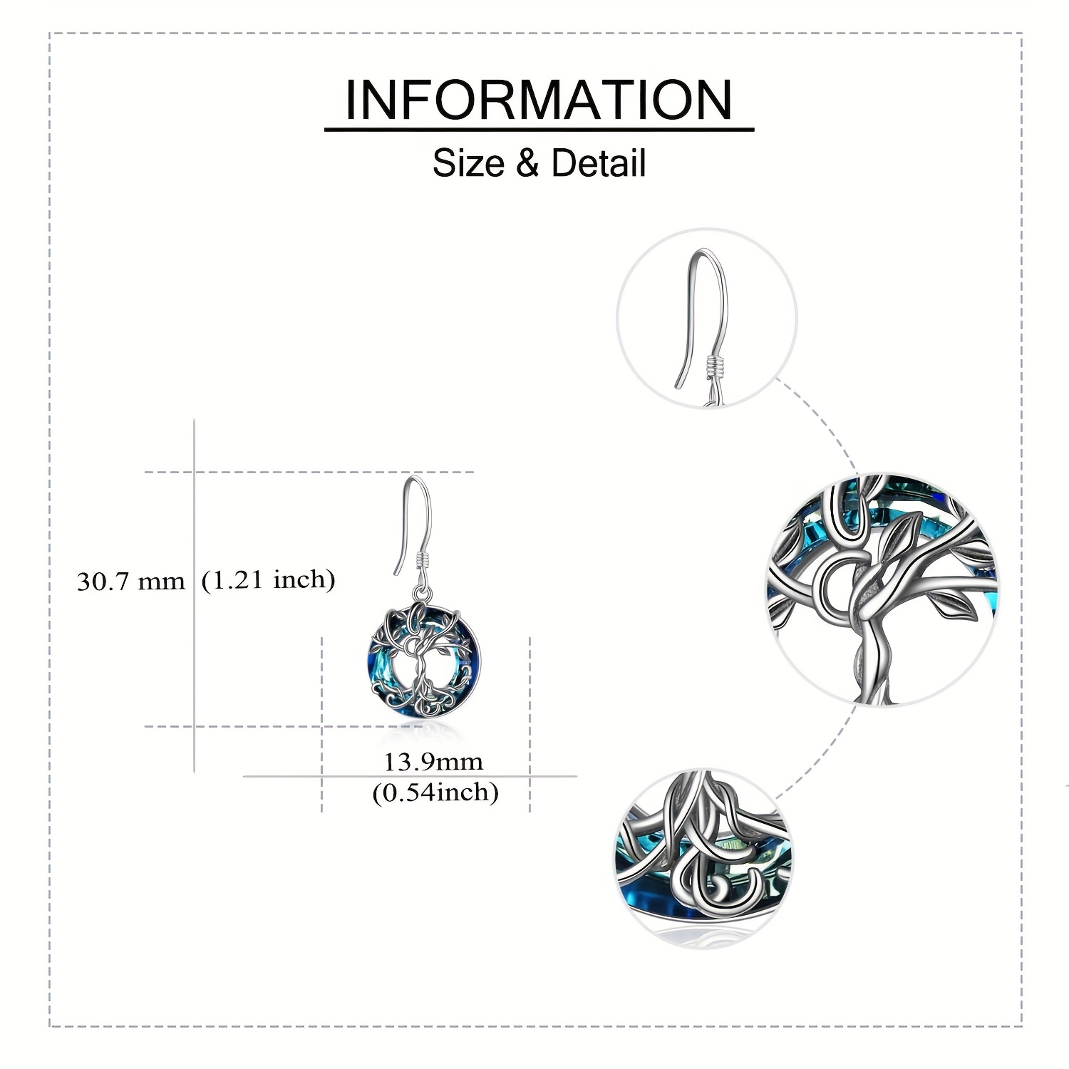 Women's 925 Sterling Silver Tree of Life Dangle Earrings